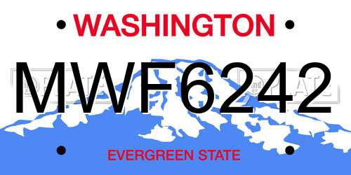 MWF6242 Washington License Plate