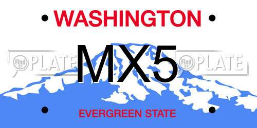 MX5 Washington License Plate