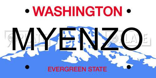 MYENZO Washington License Plate