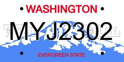 MYJ2302 Washington License Plate