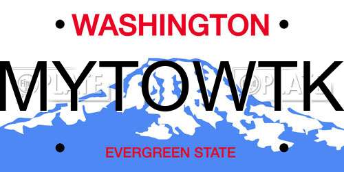 MYTOWTK Washington License Plate