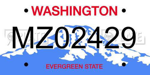 MZ02429 Washington License Plate