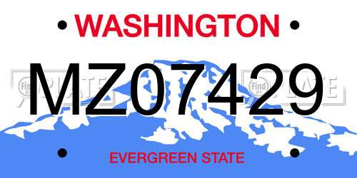 MZ07429 Washington License Plate