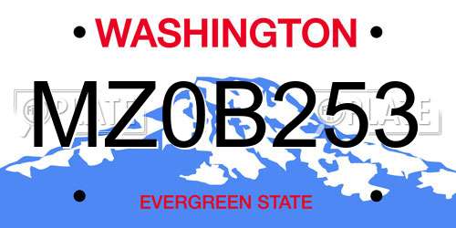 MZ0B253 Washington License Plate
