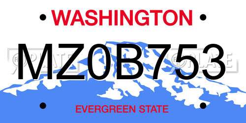 MZ0B753 Washington License Plate