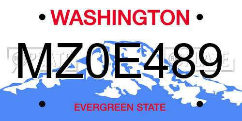 MZ0E489 Washington License Plate