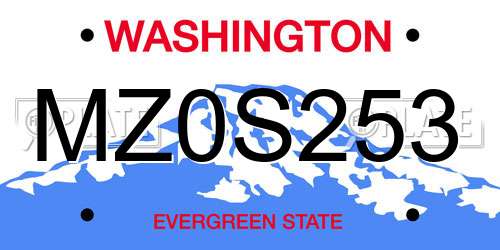 MZ0S253 Washington License Plate