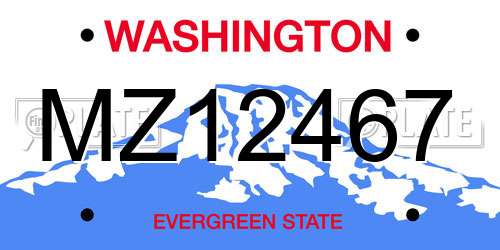 MZ12467 Washington License Plate