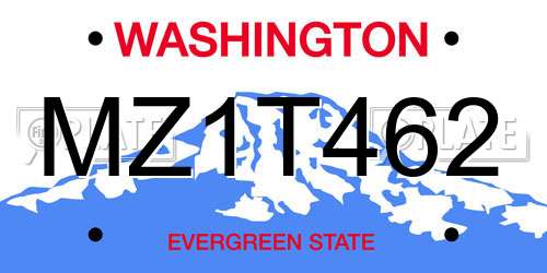 MZ1T462 Washington License Plate