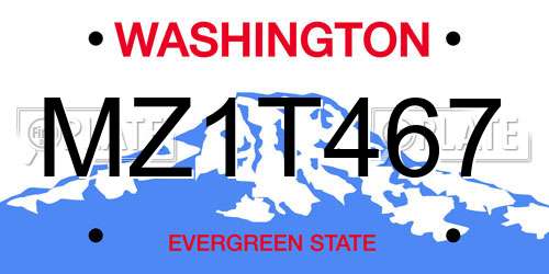 MZ1T467 Washington License Plate