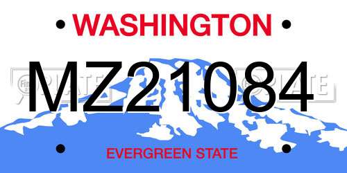 MZ21084 Washington License Plate