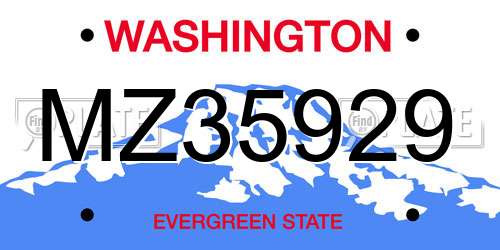 MZ35929 Washington License Plate