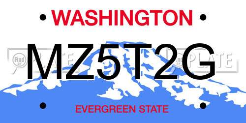 MZ5T2G Washington License Plate