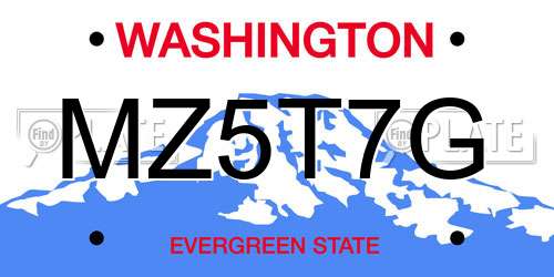 MZ5T7G Washington License Plate
