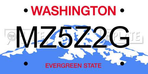 MZ5Z2G Washington License Plate