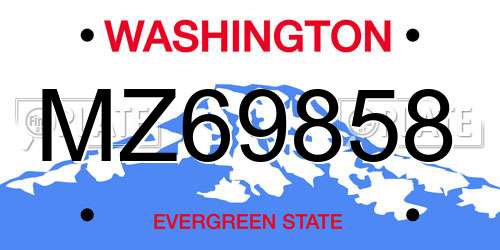 MZ69858 Washington License Plate