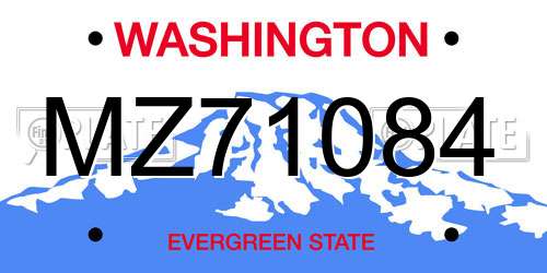 MZ71084 Washington License Plate