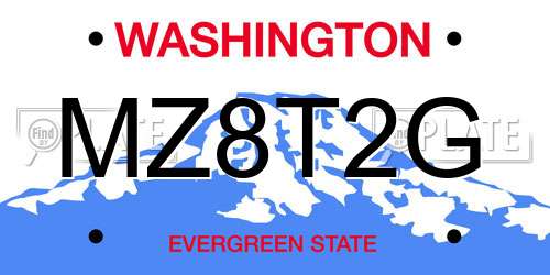 MZ8T2G Washington License Plate