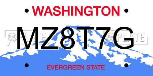 MZ8T7G Washington License Plate
