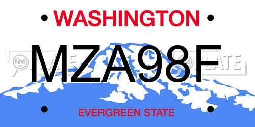 MZA98F Washington License Plate