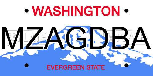 MZAGDBA Washington License Plate