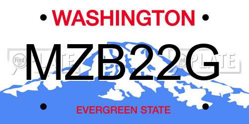 MZB22G Washington License Plate