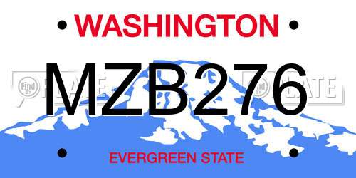 MZB276 Washington License Plate