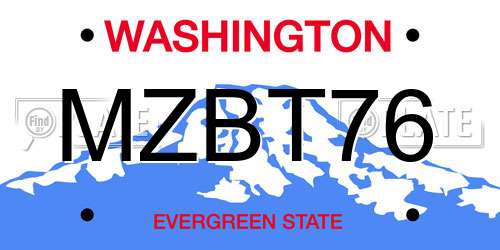 MZBT76 Washington License Plate