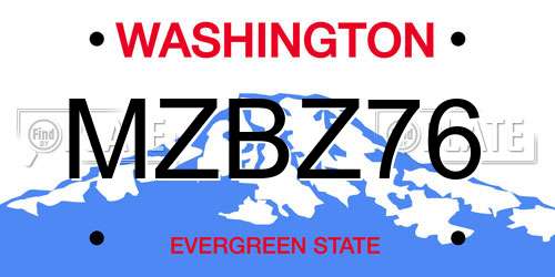 MZBZ76 Washington License Plate
