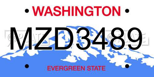 MZD3489 Washington License Plate