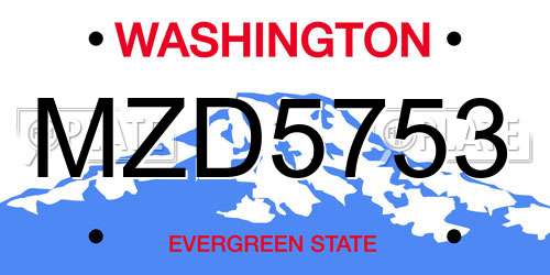 MZD5753 Washington License Plate