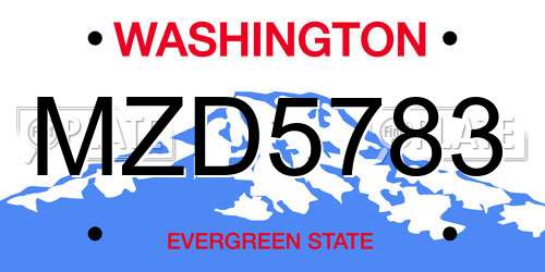 MZD5783 Washington License Plate