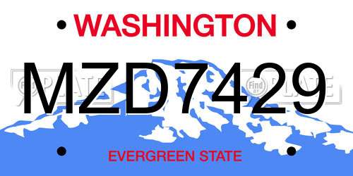 MZD7429 Washington License Plate