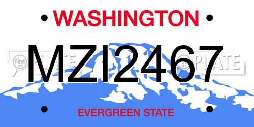 MZI2467 Washington License Plate