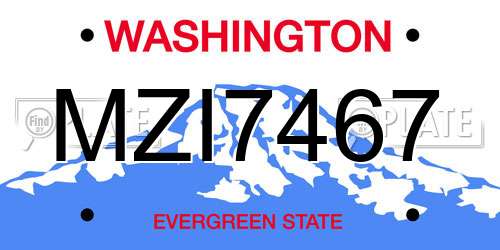 MZI7467 Washington License Plate