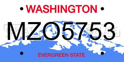 MZO5753 Washington License Plate
