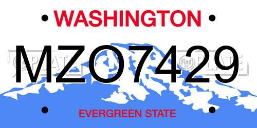 MZO7429 Washington License Plate