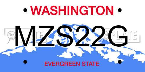 MZS22G Washington License Plate