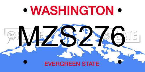 MZS276 Washington License Plate