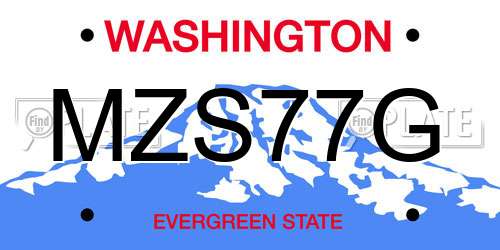 MZS77G Washington License Plate