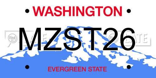 MZST26 Washington License Plate