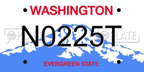 N0225T Washington License Plate