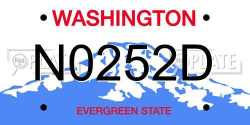 N0252D Washington License Plate
