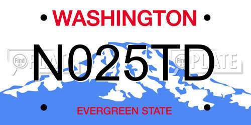 N025TD Washington License Plate