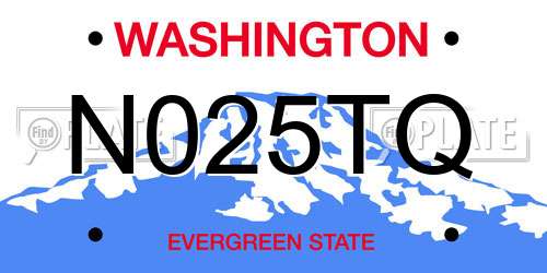 N025TQ Washington License Plate