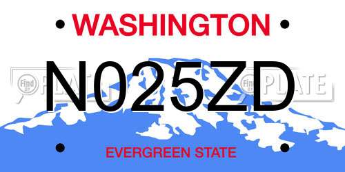 N025ZD Washington License Plate