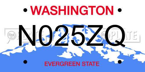 N025ZQ Washington License Plate