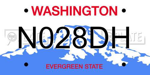 N028DH Washington License Plate