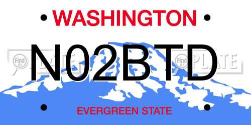 N02BTD Washington License Plate