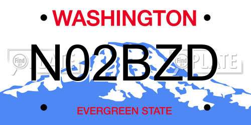 N02BZD Washington License Plate